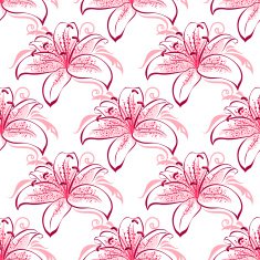 Pink and purple lilies seamless pattern N2