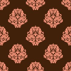 Baroque styled pink flowers in seamless pattern