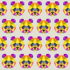 Abstract bright colored polygonal triangle geometric panda seamless pattern background N2
