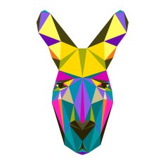 Abstract bright colored polygonal triangle geometric kangaroo isolated on white N2