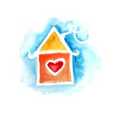 vector watercolor cartoon house N2