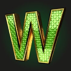 w green letter with gold