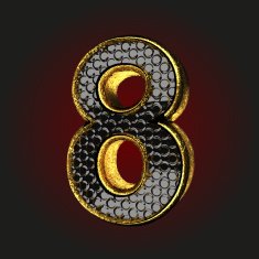 8 black letter with gold