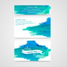 Business card template Blue watercolor texture