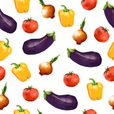 Seamless pattern with a variety of vegetables Vector