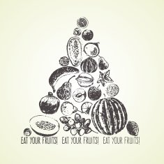 Ink hand drawn fruits card
