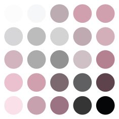 Circle Round Pink and Grey Color Swatches as Shades