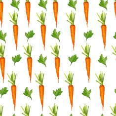 Seamless pattern with carrots and greens Watercolor style vector