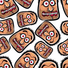 Faces seamless background vector cartoon style pattern N9