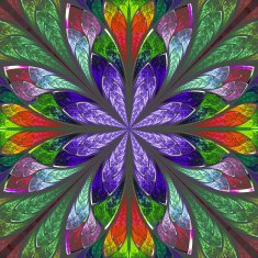 Multicolor beautiful fractal in stained glass window style N7