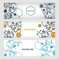 Set abstract modern pattern of hexagons circuits N7