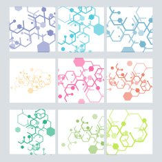 Set abstract modern pattern of hexagons circuits N8