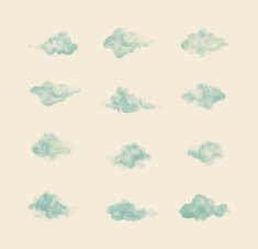Watercolor clouds Set