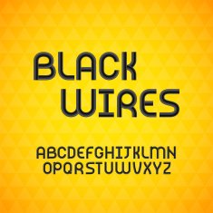 Wired wavy cable black contour alphabet