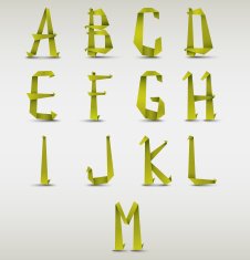 Alphabet folded green paper template