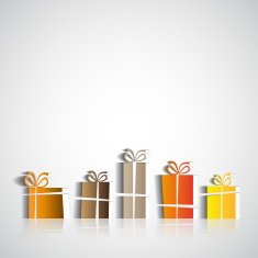 Papercut Christmas gift box five boxes Simple card