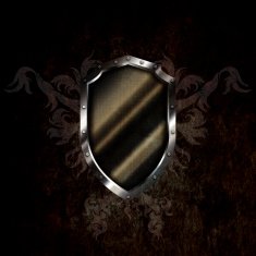 Ancient shield on dark grunge background