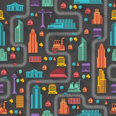 Cityscape seamless pattern with buildings N5