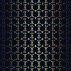 Vector floral line style black background seamless monogram design pattern