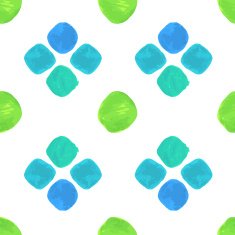 Vector Watercolor Seamless Pattern With Blue and Green