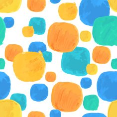 Vector Watercolor Seamless Pattern With Blue and Orange Blobs N2