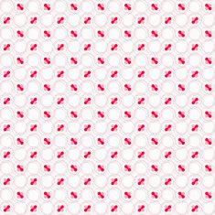 Colored red and pink with hairy circles on white