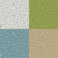 Set of 4 seamless texture with garden equipment
