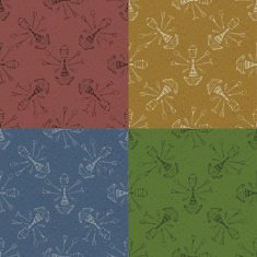 Set of 4 seamless texture with garden tools N2