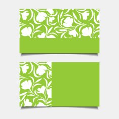 Business green cards with floral pattern Vector illustration