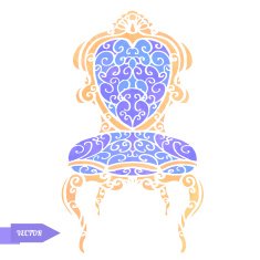 Watercolor vector vintage armchair N3