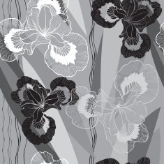 Seamless monochrome pattern with irises N2