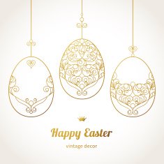 Golden ornamental eggs for your Easter design N5