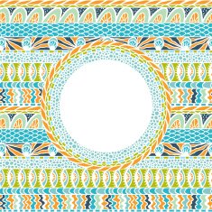 Colorful ethnicity round ornament mosaic vector background N2