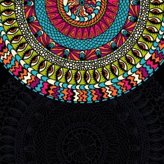 Colorful ethnicity round ornament mosaic vector background N4