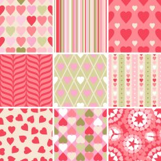 Vector set of 9 Valentine's Day heart patterns N2