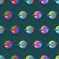 Seamless pattern with planets and stars N3