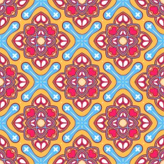 orange flowers and pink hearts