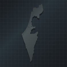 Israel map on dark background with grid