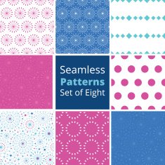 Vector blue abstract line art circles set of eight matching