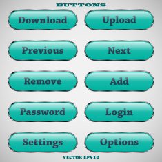 Set of glass turquoise web buttons with glossy reflections free image ...