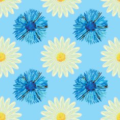 Seamless camomiles and cornflowers pattern N2