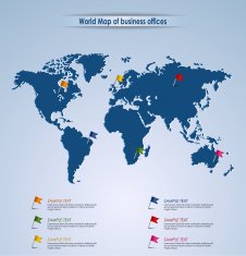 World map of business offices template N2