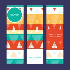 Vector vibrant ikat stripes vertical banners set pattern background