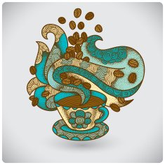 Coffee flavor hand-drawn graphic ornate N2