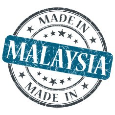 made in MALAYSIA blue grunge stamp isolated on white background