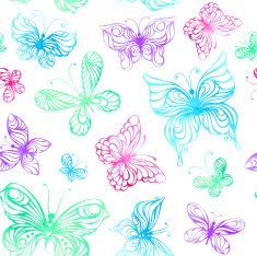 Seamless pattern of watercolor butterflies N3