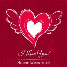 red background with valentine heart vector N2