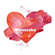 Vector watercolor red heart shape