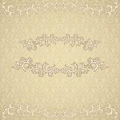 Vintage frame with damask seamless background
