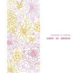 Vector flowers outlined vertical frame seamless pattern background
